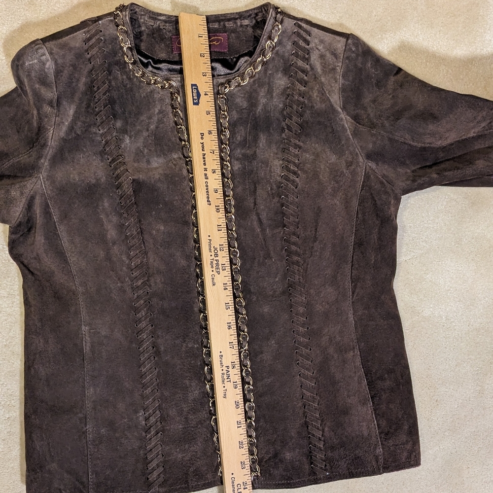 Brown Leather Jacket with Chain Detail - Picture 6 of 10
